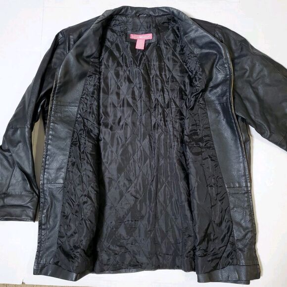 Woman Within Leather Jacket Size 18W Plus Quilted Lining Zip Up Swing Womens - Picture 9 of 12